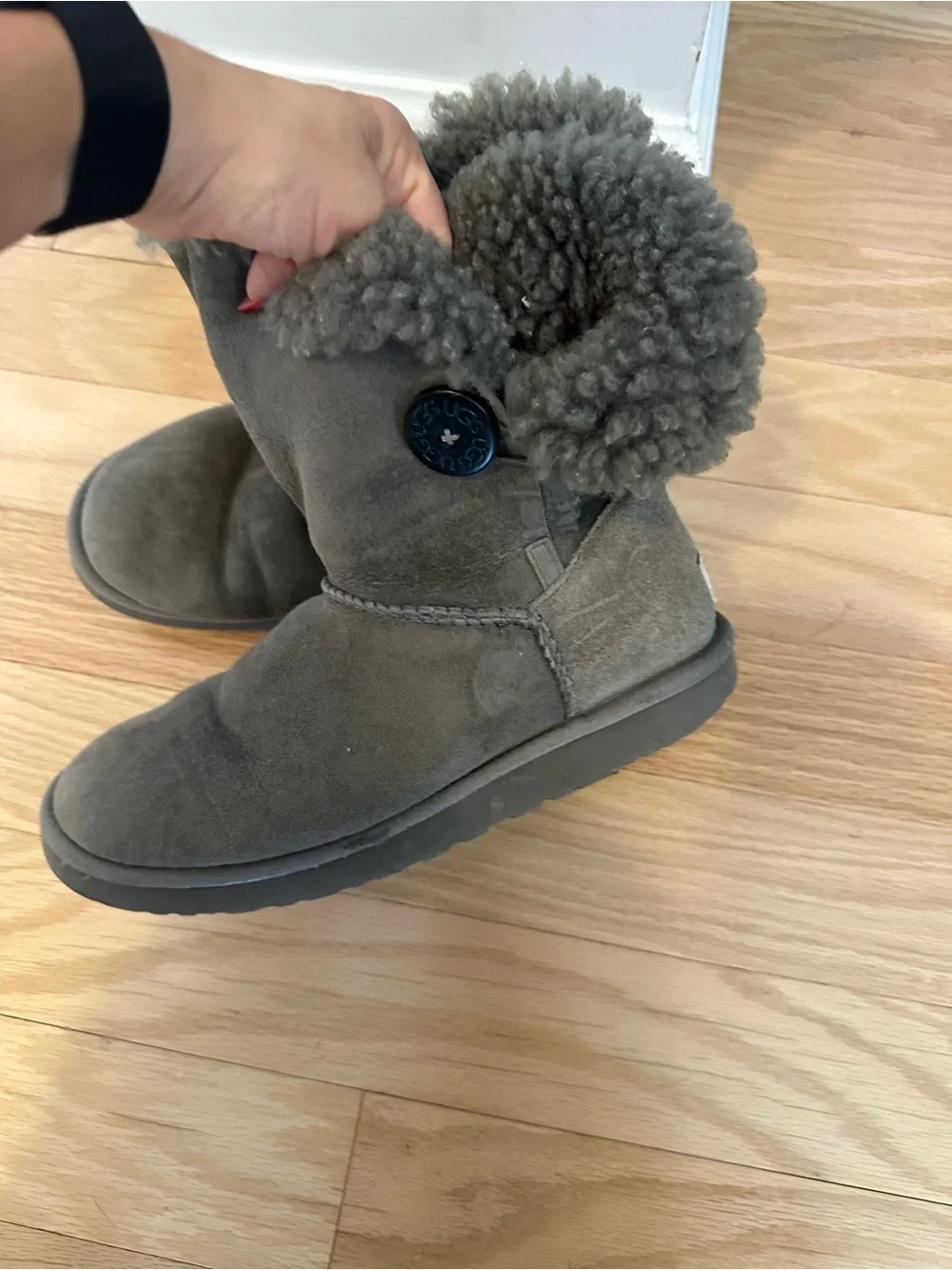 UGG Dark Gray Shearling-Lined Boots - Picture 2 of 5